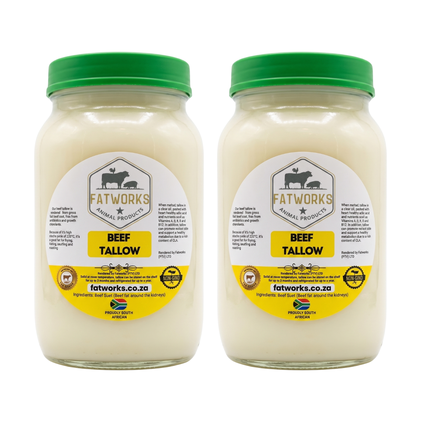 2 x 1L Beef tallow in Consol Glass