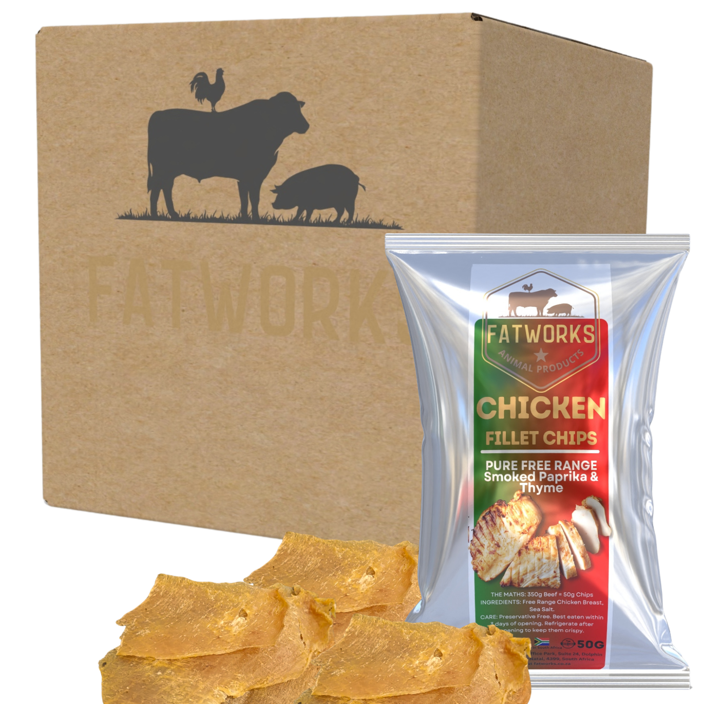 Chicken Fillet Chips – Smoked Paprika & Thyme (The Artisanal Wood-Fired Rub) (50g x 4)