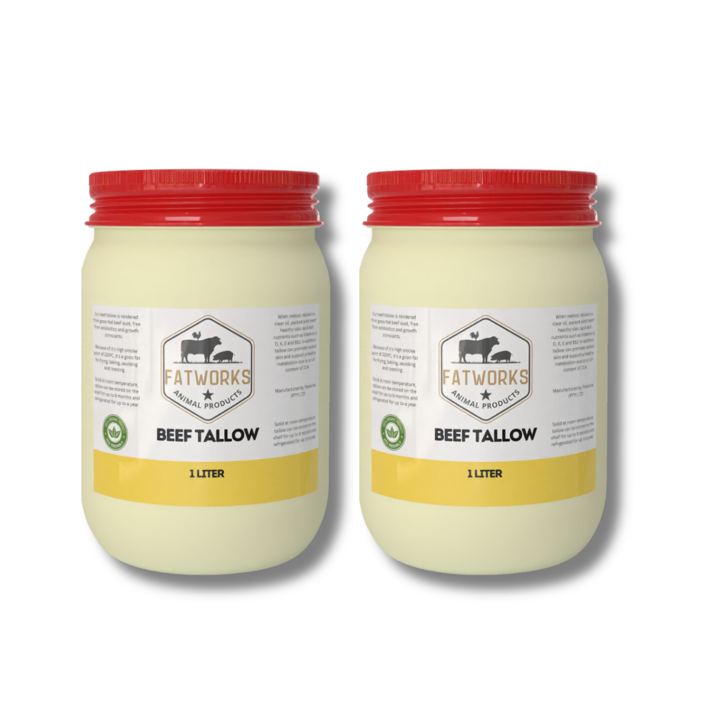 2 x 1L Beef tallow in Consol Glass