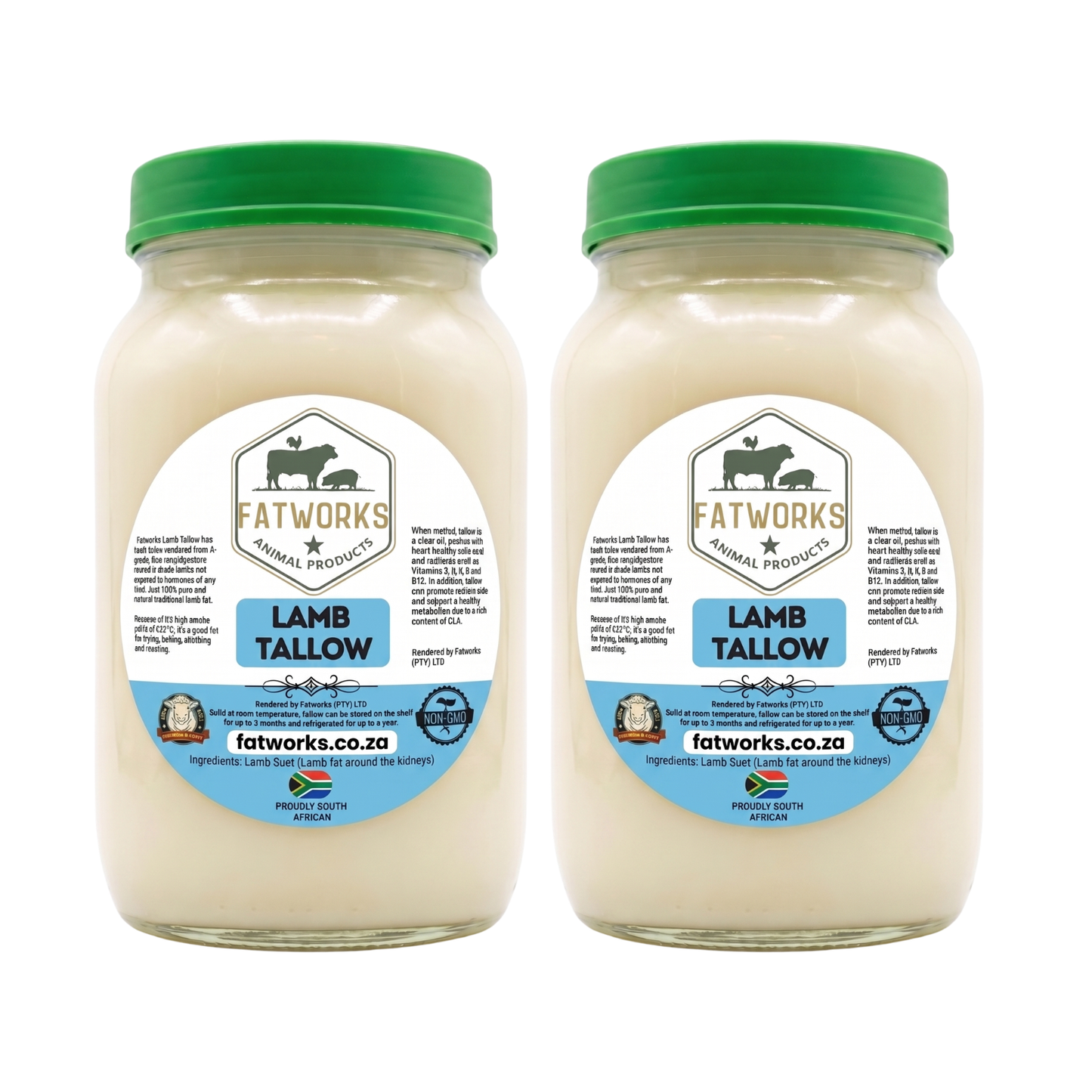 2 x 1L Lamb tallow in Consol Glass