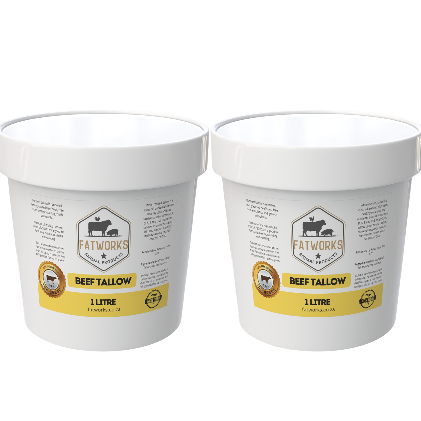2L x 2 Beef Tallow buckets