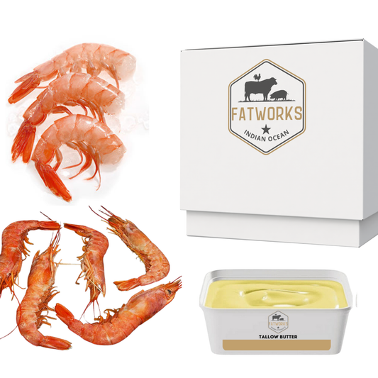 1kg Fresh Pink Prawns (Cleaned & Butterflied) + 500g Beef tallow Butter