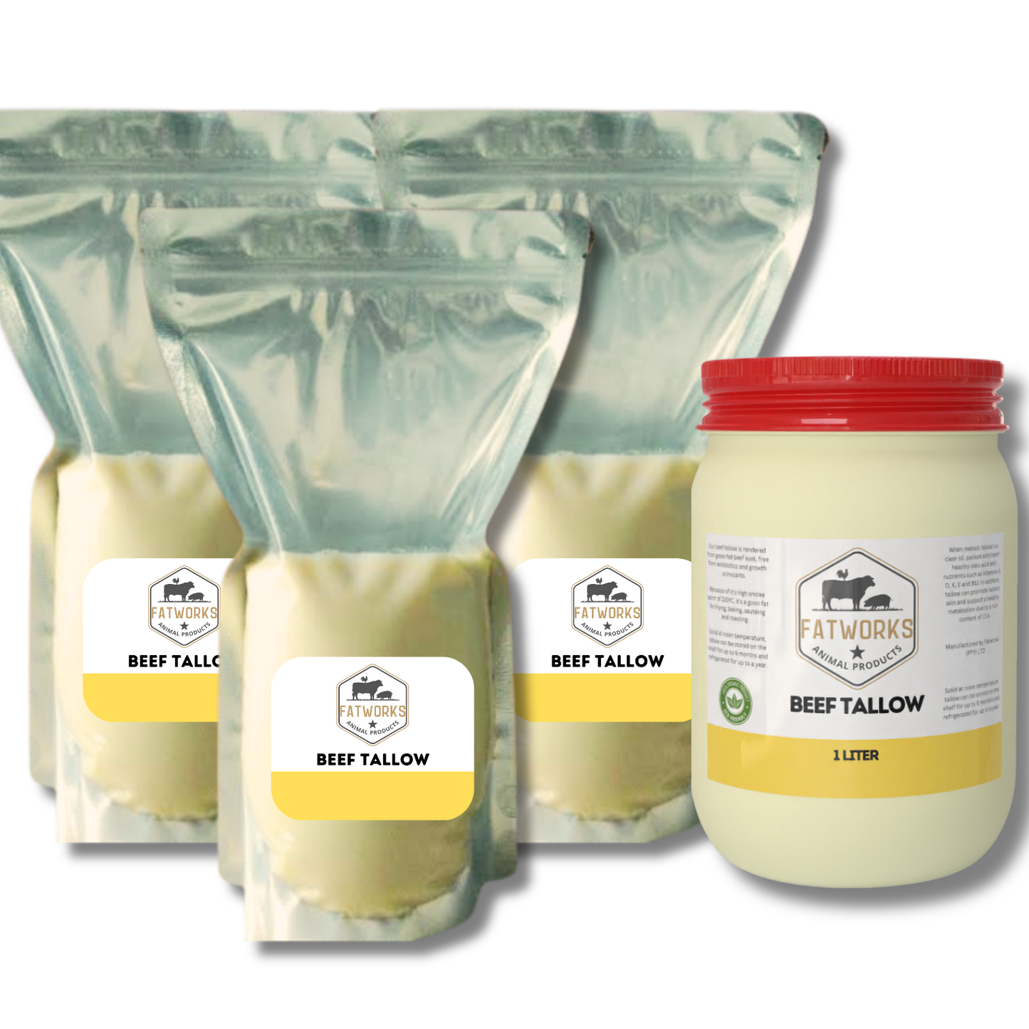 4kg Beef Tallow in Consol glass with refill