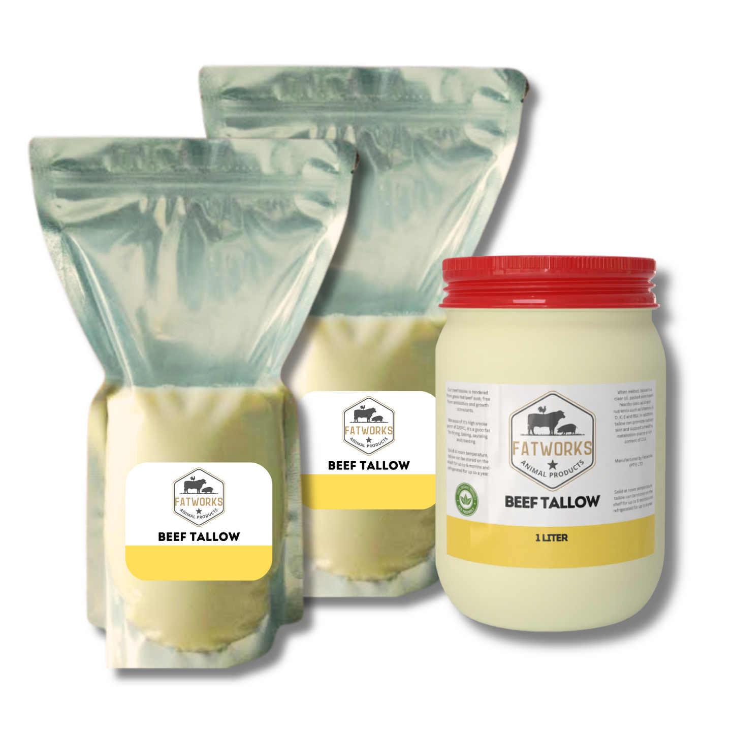 3kg Beef Tallow in Consol glass with refill