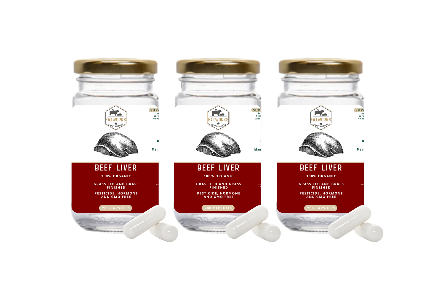 3 x Beef Liver, grass fed - 60 capsules each