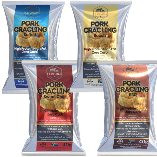 Pork Crackling Variety Box – 4 x 40g Snack Pack