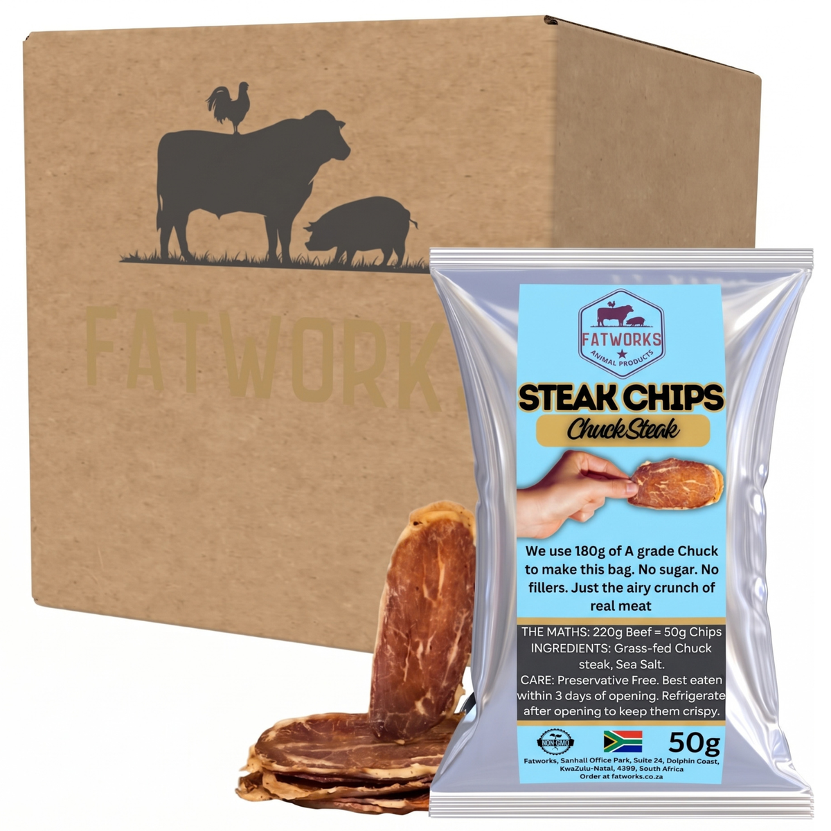 Chuck Steak Chips - 100% A-Grade Beef (4 x 50g)