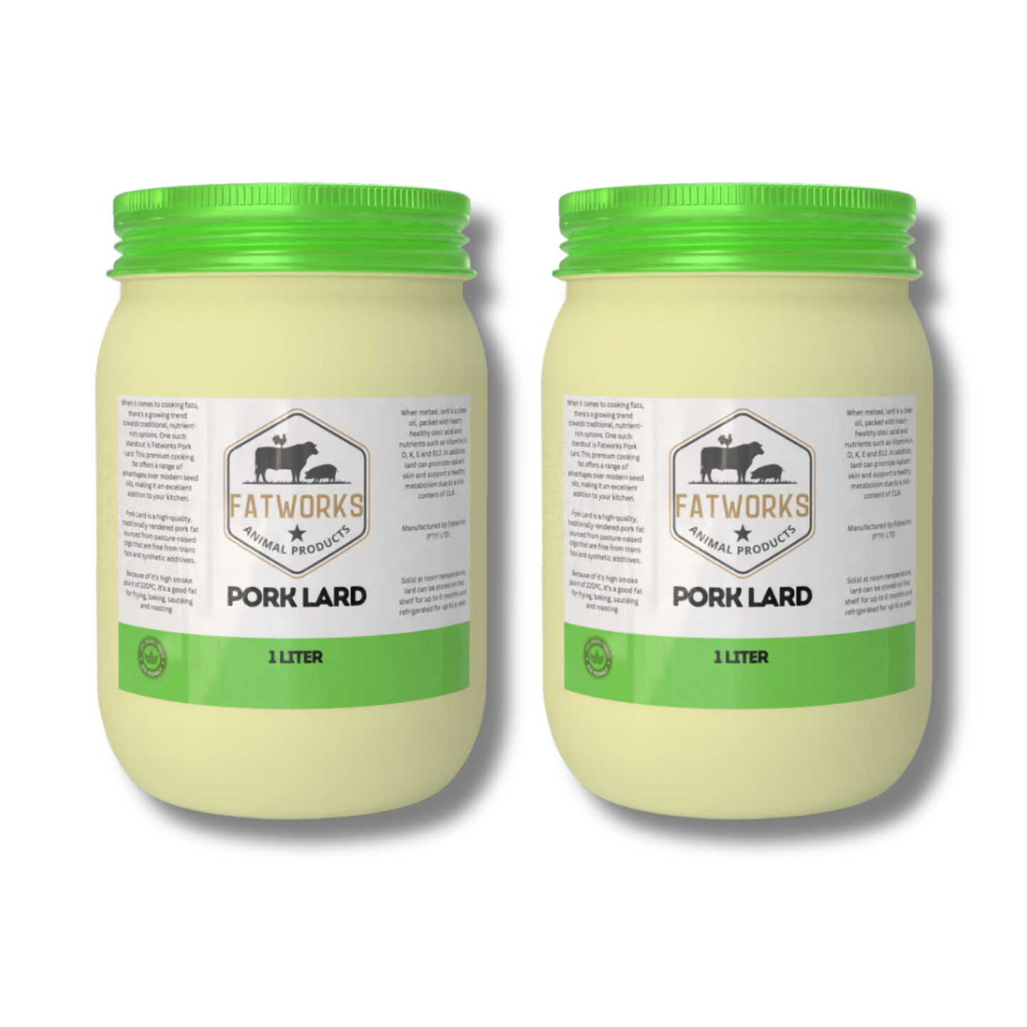 Pork Lard — 2 X 1L Consol Glass Jar